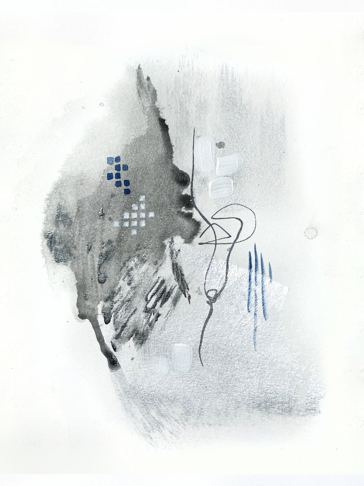 Abstraktes Flüssiges Grau Blau von Alyson Storms