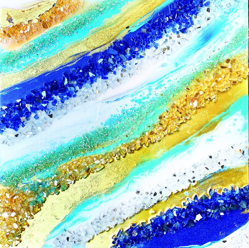 Funkelnder Blau Gold Fluss von Alyson Storms