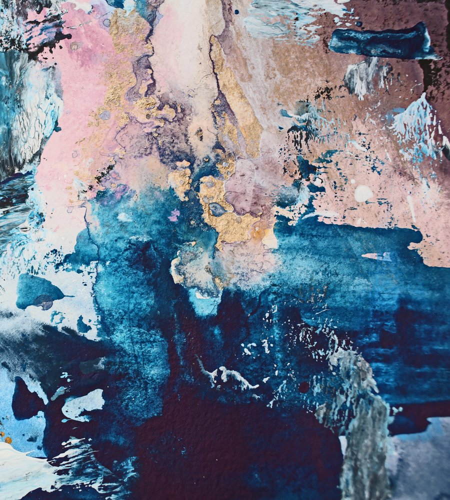 Fließende rosa-gold Abstrakt von Alyssa Hamilton