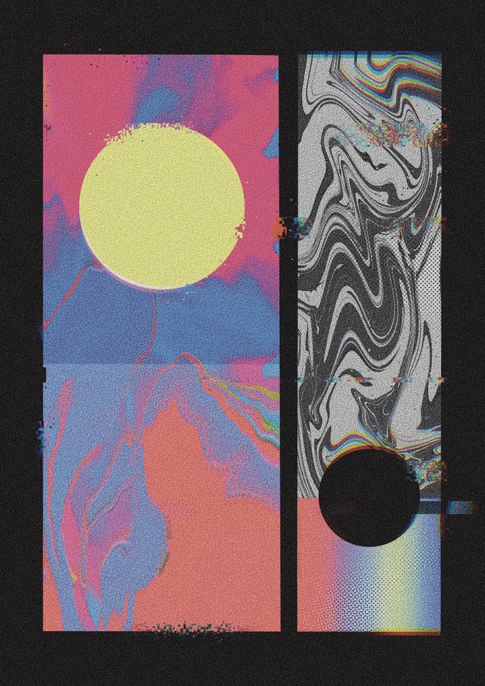 Kosmische Glitch-Kreise von Amy Louise Baker