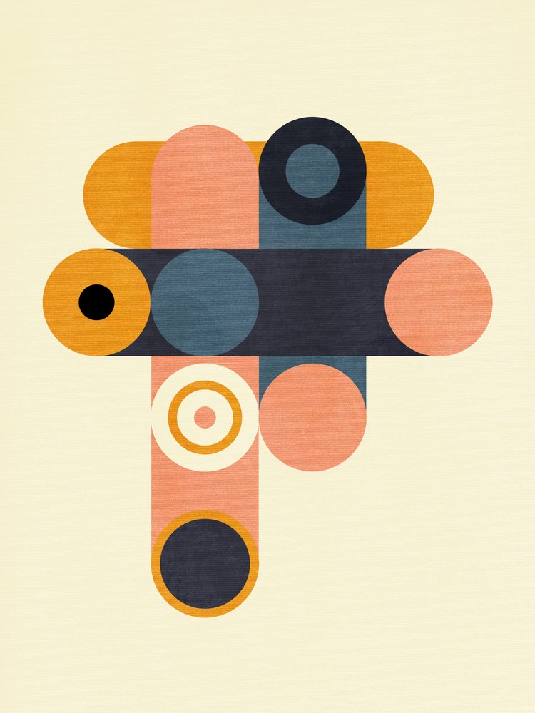 Regenbogen Plus Formen Blau Senf 8 von Ana Rut Bre