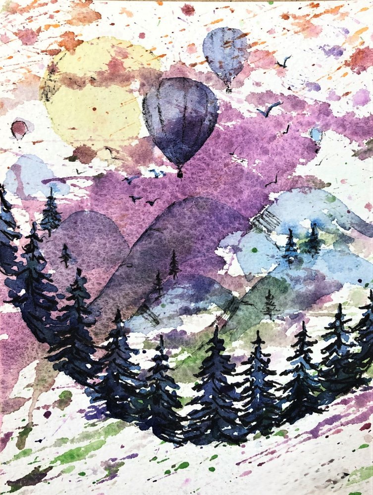 Bunte Bergballons von Anda Bieza