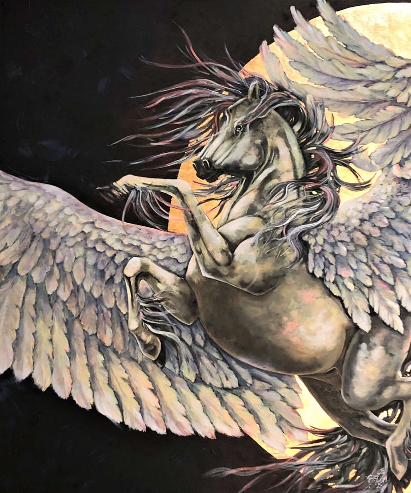 Goldener Pegasus erhebt sich von Anda Bieza