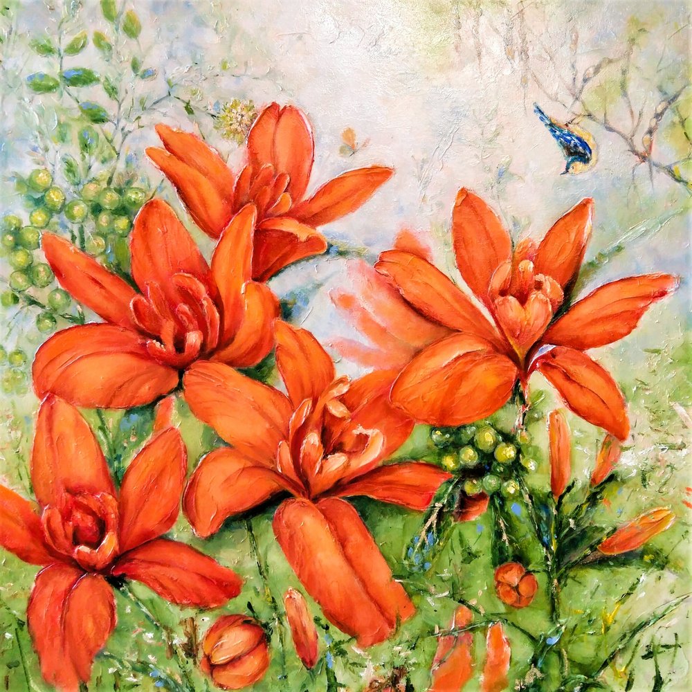 Lebendige Orange Blumen von Anda Bieza