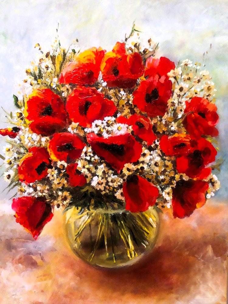 Vibrante Mohnblumen Stillleben von Anda Bieza