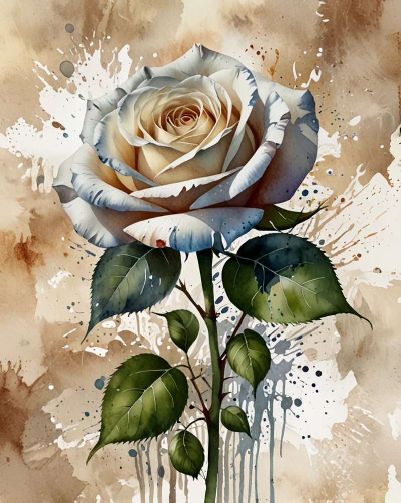 Weiße Aquarellrose von Anda Bieza
