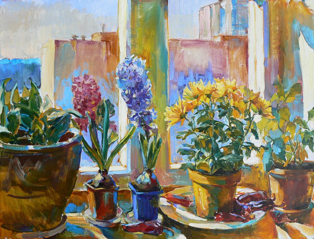 Sonniges Fensterblühen von Andrii Kutsachenko