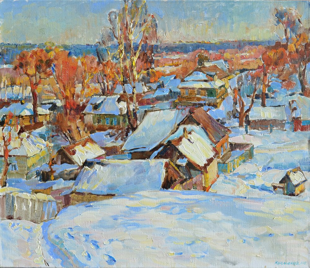 Sonniges Winterdorf von Andrii Kutsachenko