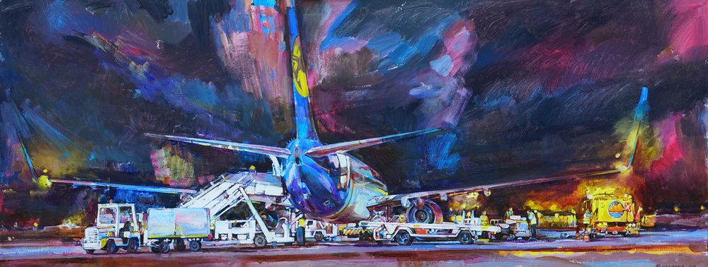 Lebhafter Flughafen bei Nacht von Andrii Kutsachenko