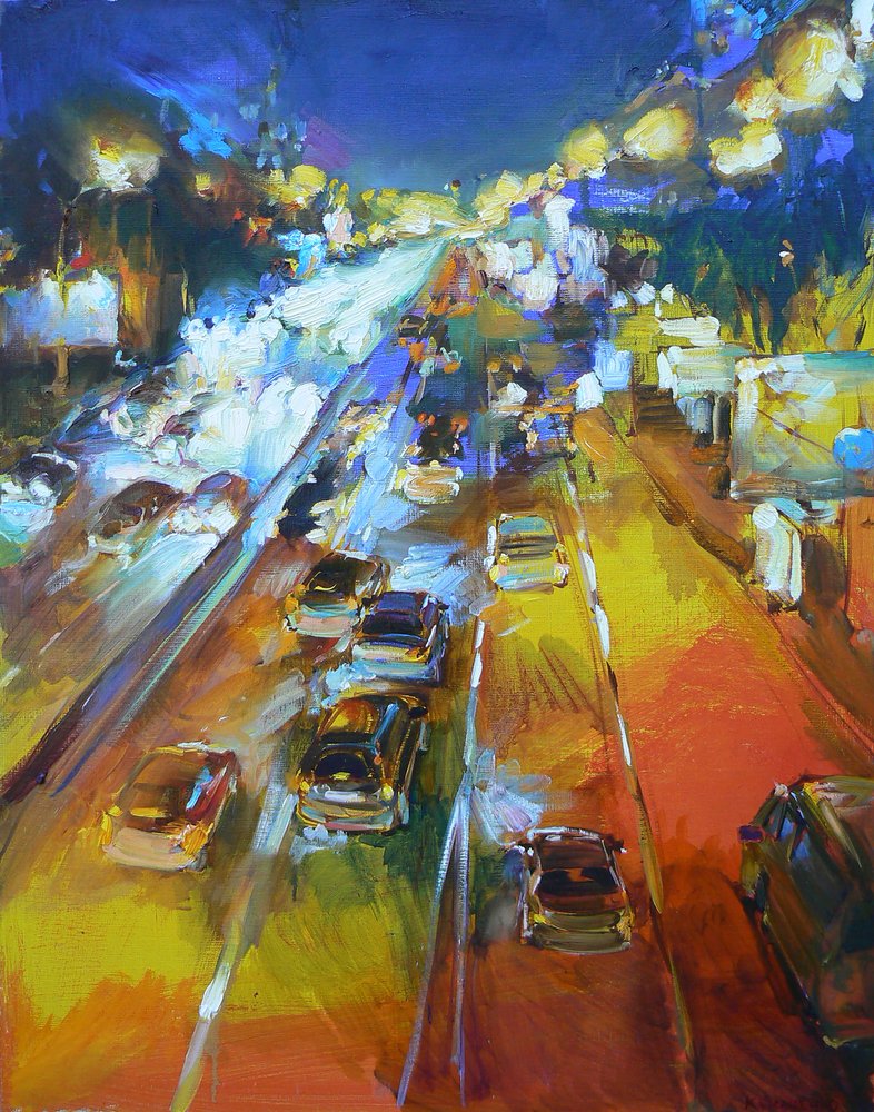 Lebendige Stadt Nacht Autobahn von Andrii Kutsachenko