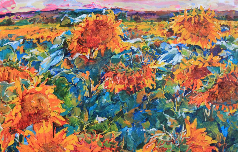Lebhaftes Sonnenblumenfeld von Andrii Kutsachenko