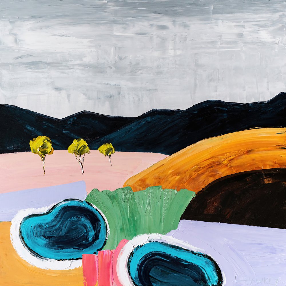 Lebendige Abstrakte Landschaft von Angela Hawkey