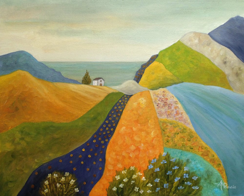 Farbenreiche Küstenlandschaft von Angeles M. Pomata
