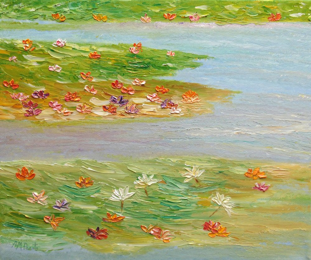 Bunte Seerosen von Angeles M. Pomata