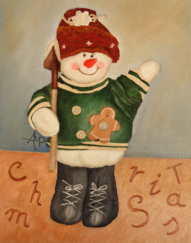 Fröhlicher Weihnachtsschneemann von Angeles M. Pomata