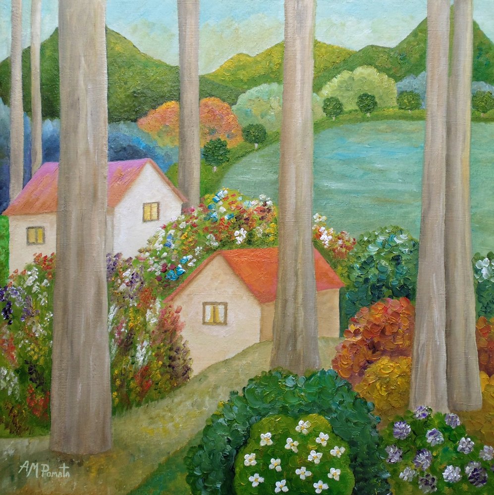 Friedliches Walddorf von Angeles M. Pomata