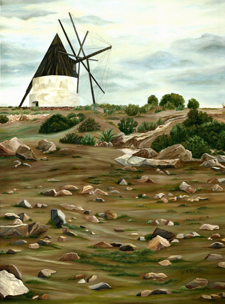 Rustikale Windmühlenlandschaft von Angeles M. Pomata