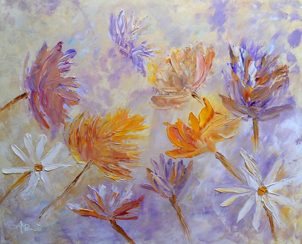 Lebendige Abstrakte Blüten von Angeles M. Pomata