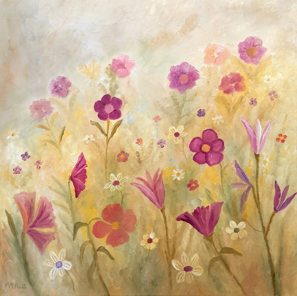 Lebendiges Blumenfeld von Angeles M. Pomata