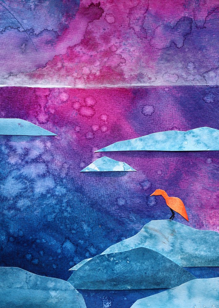 Träumerischer orangefarbener Vogel von Ania Witwitzka