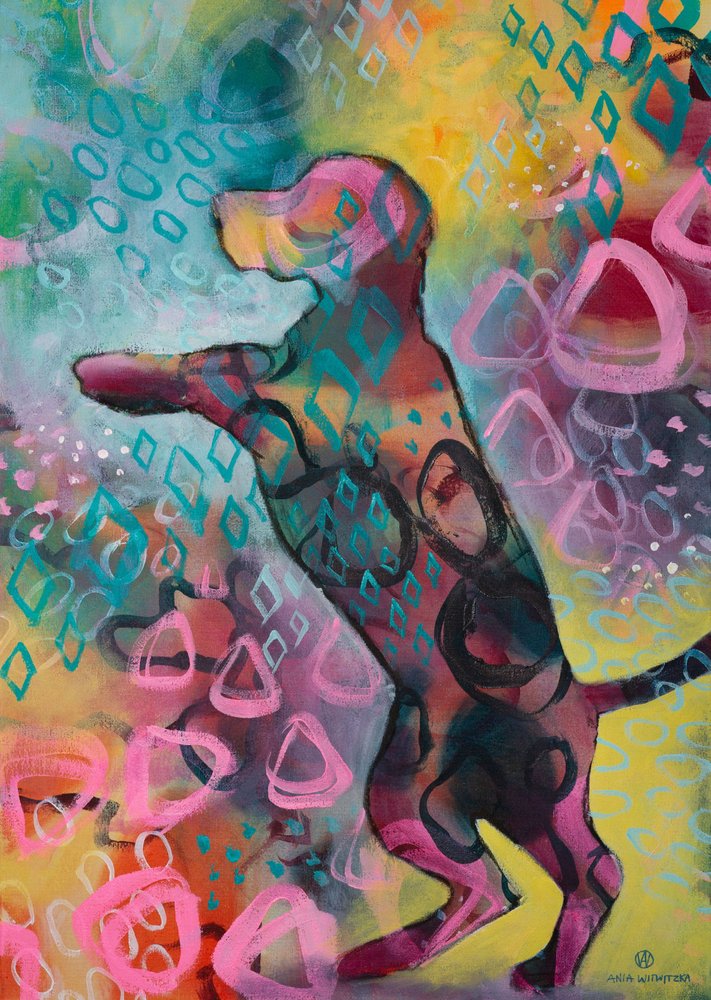 Lebendiger abstrakter Hund von Ania Witwitzka