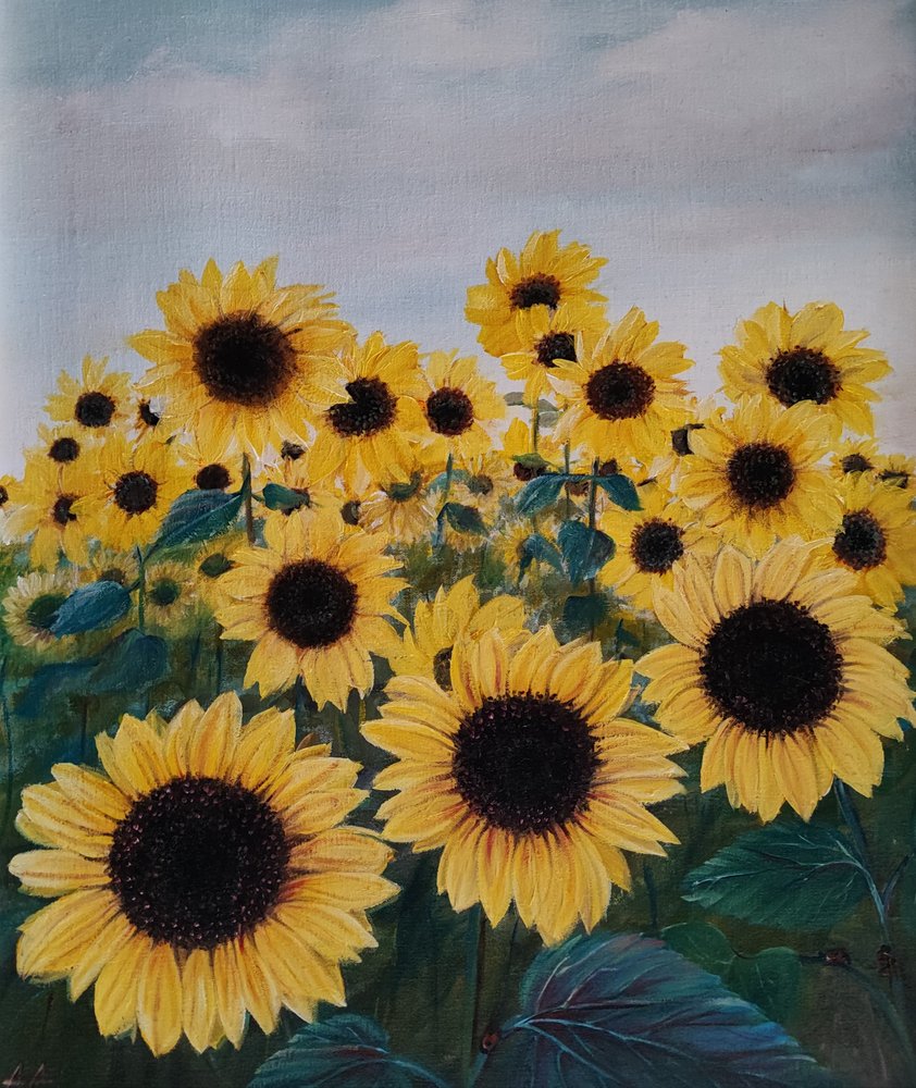 Lebendiges Sonnenblumenfeld von Annette Armitage