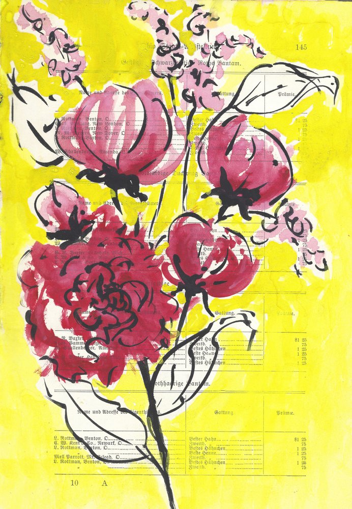 Rosa Blumen Gelb von Annick