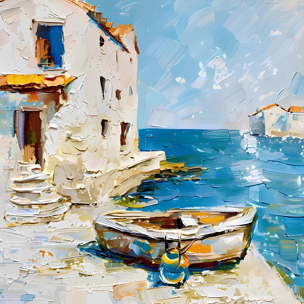 Mediterranes Hafenboot von Avanesova Elena