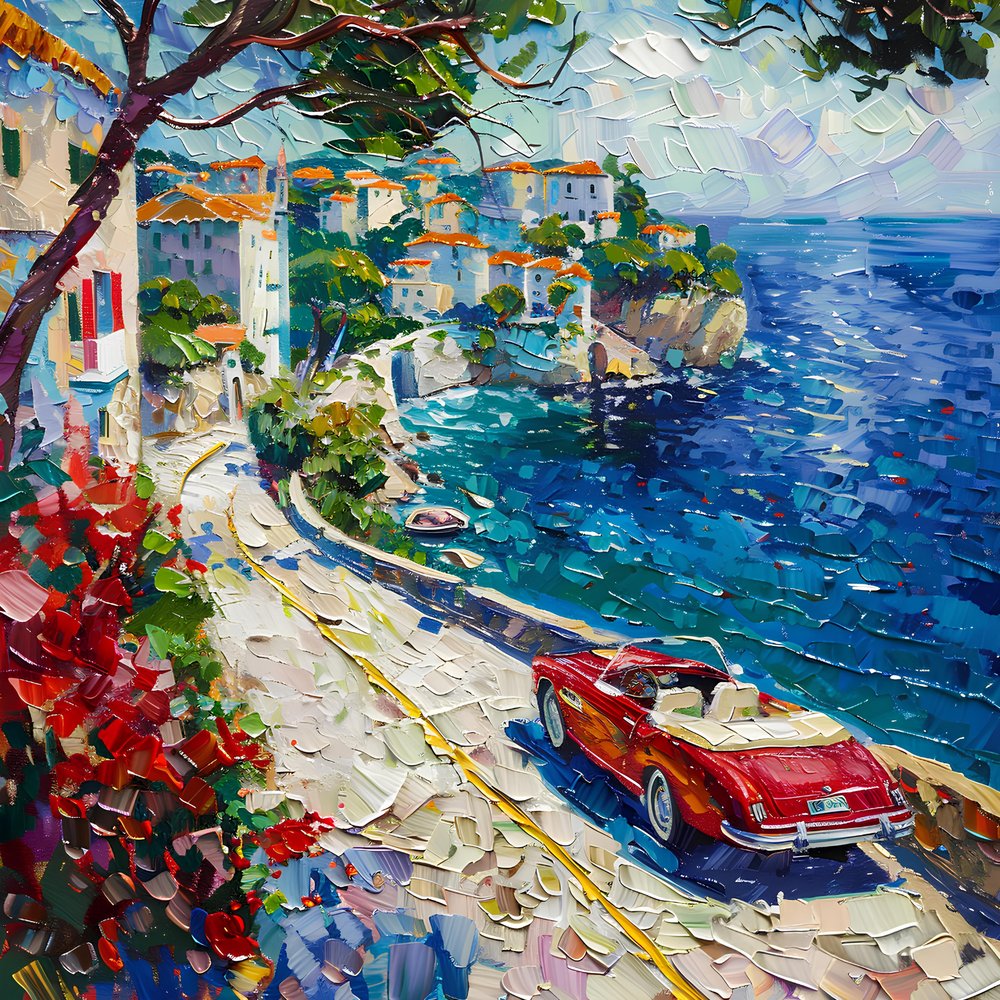 Rotes Auto an der Mittelmeerküste von Avanesova Elena