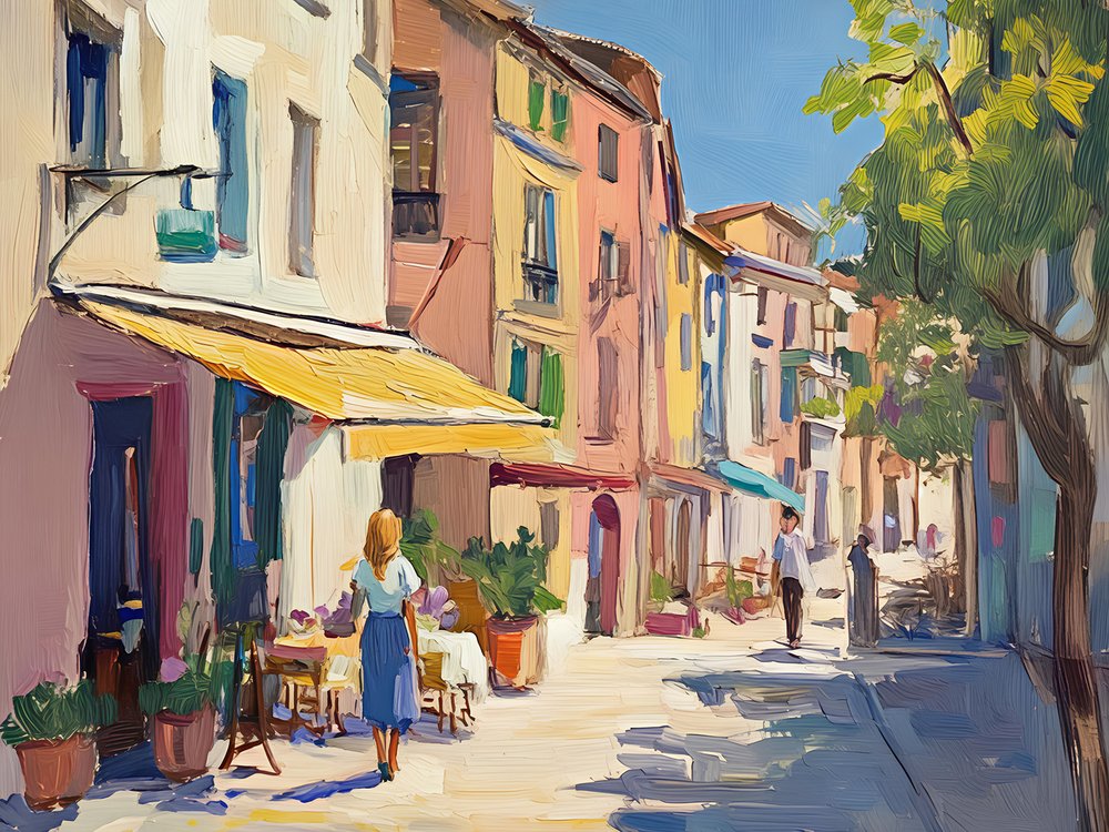 Sonnige europäische Caféstraße von Avanesova Elena