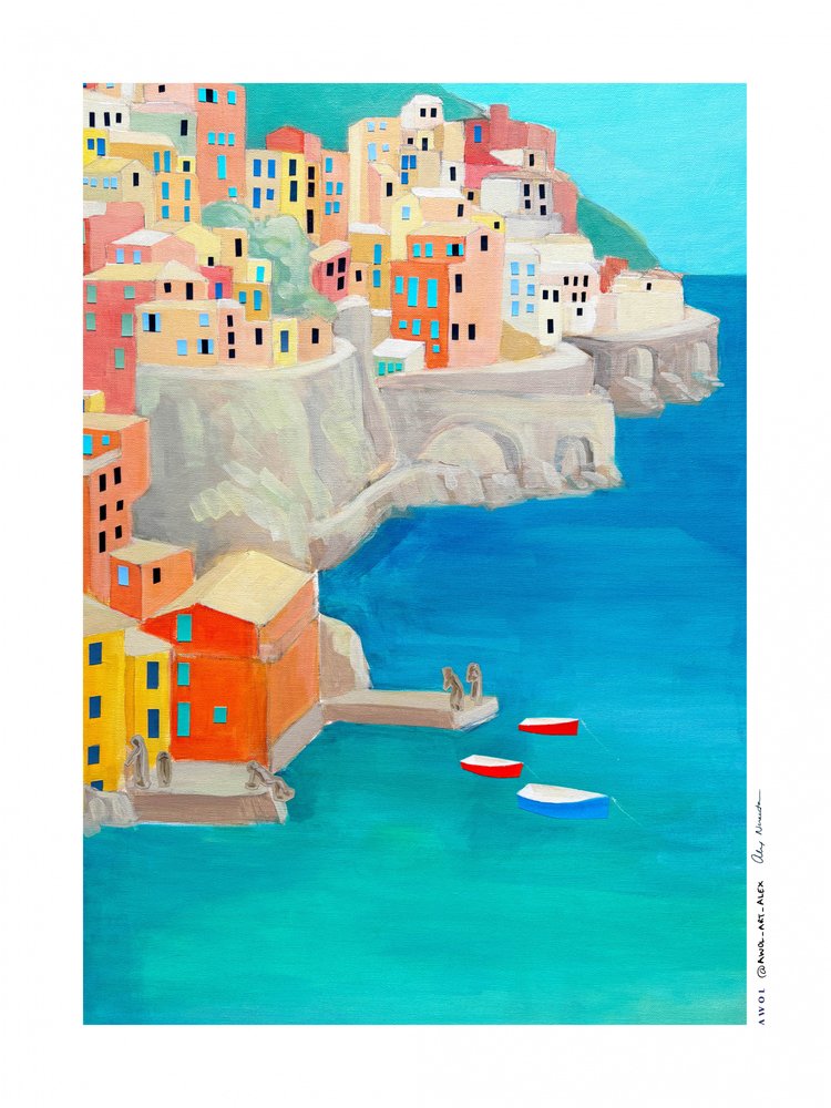 Buntes Küstendorf von Awol Art Alex