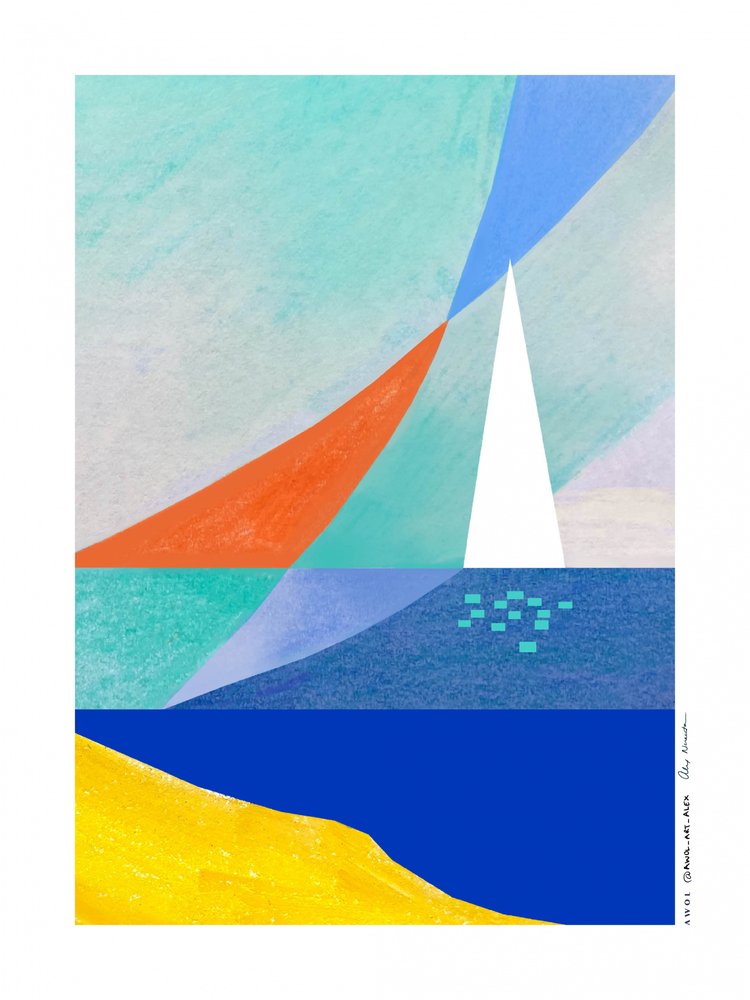 Geometrisches Ozean Segelboot von Awol Art Alex