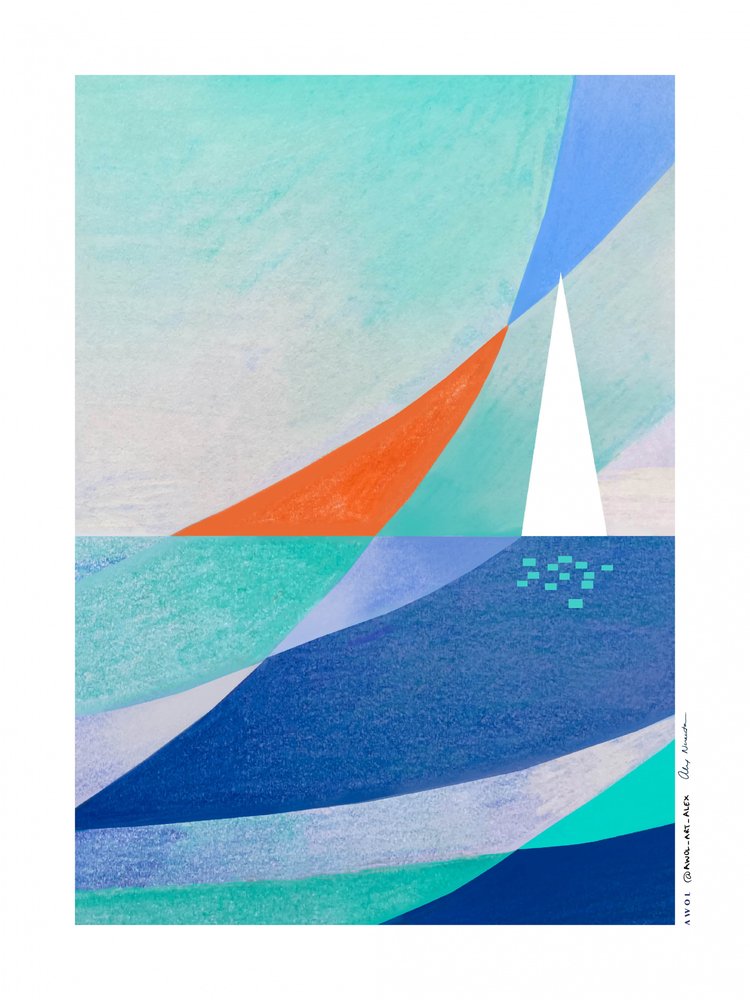 Geometrisches Ozean Segelboot von Awol Art Alex