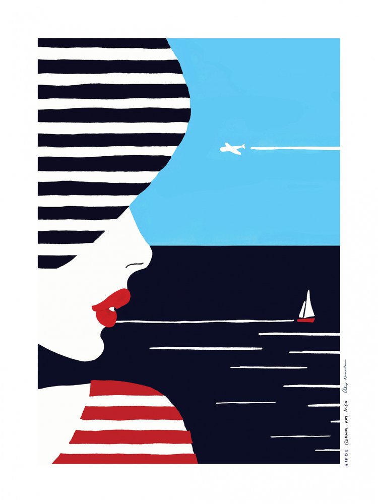 Frau schaut aufs Meer von Awol Art Alex