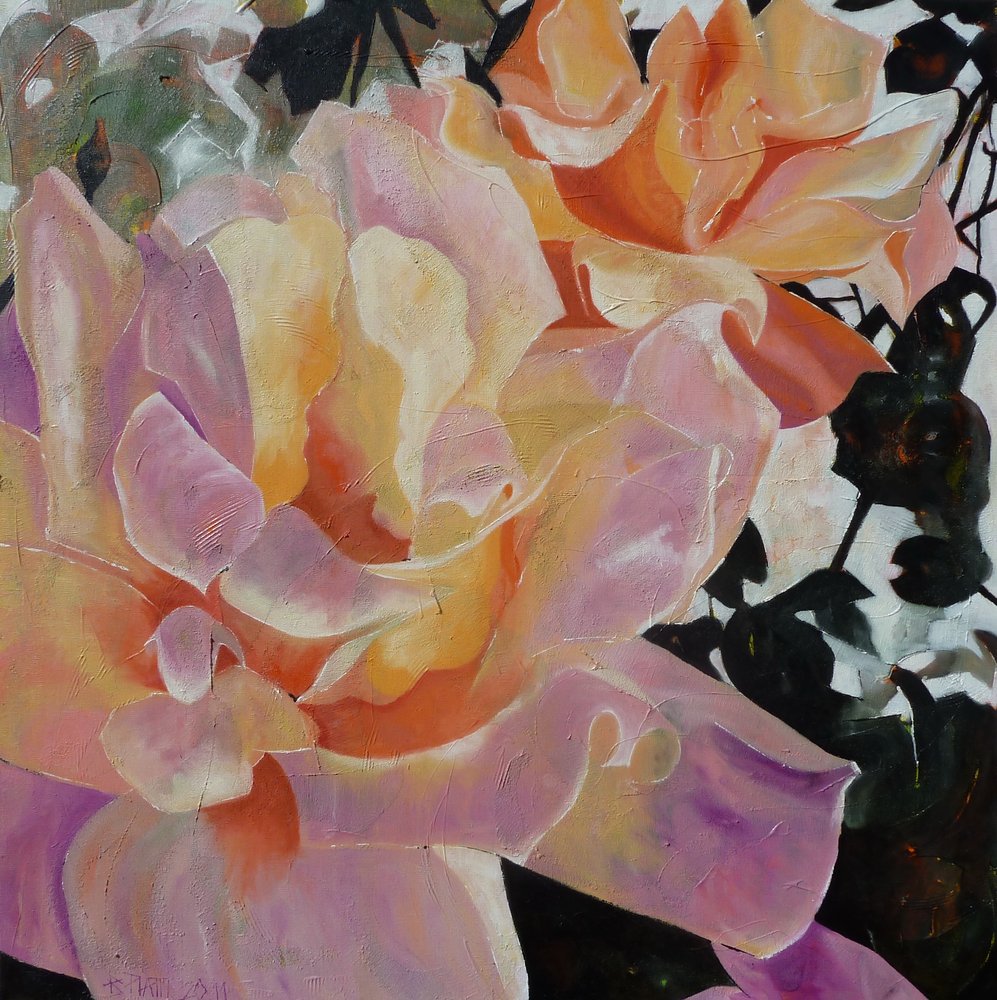 Rosa und orangefarbene Rosen von Barbara Piatti