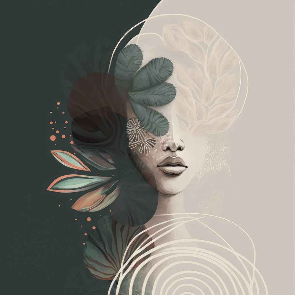 Abstraktes botanisches Porträt von Bella Eve