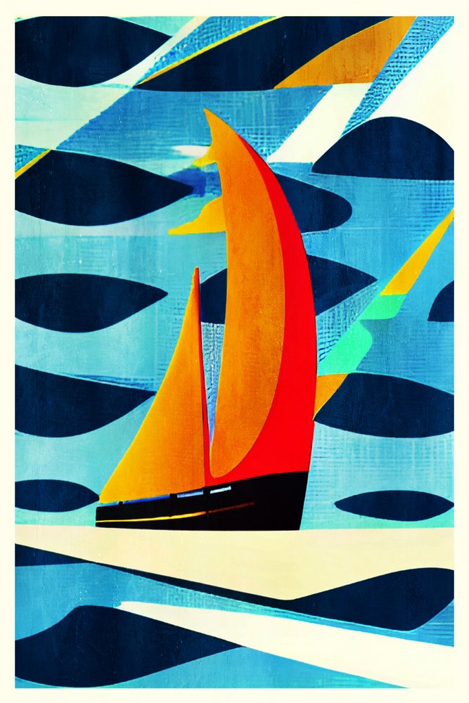 Buntes abstraktes Segelboot von Bo Anderson