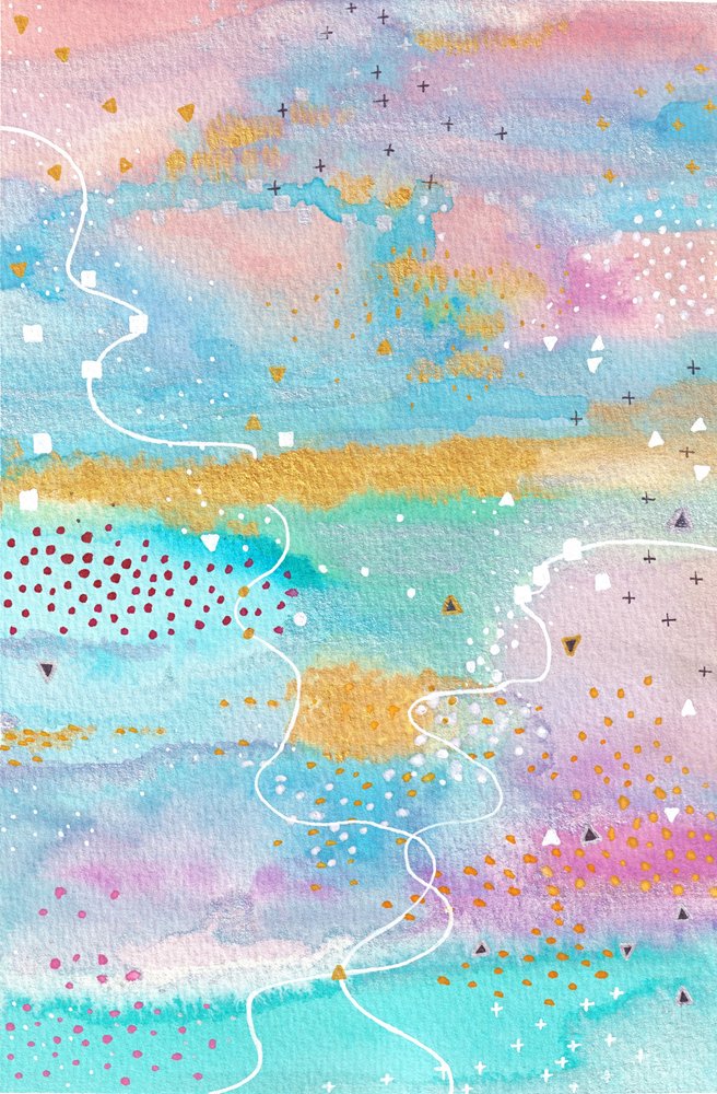 Träumerische Aquarell-Abstraktion von Camille Contini