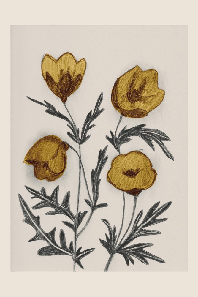 Vintage goldene Wildblumen von Catalina Somolinos