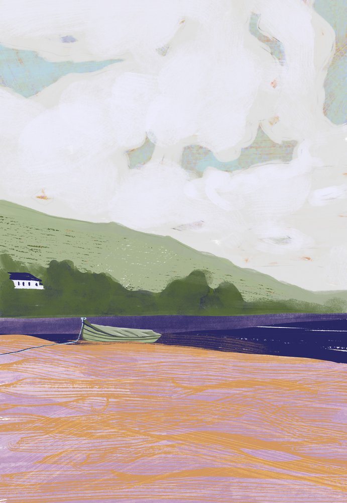 Ruhiges Küstenboot von Charlotte Trudgett