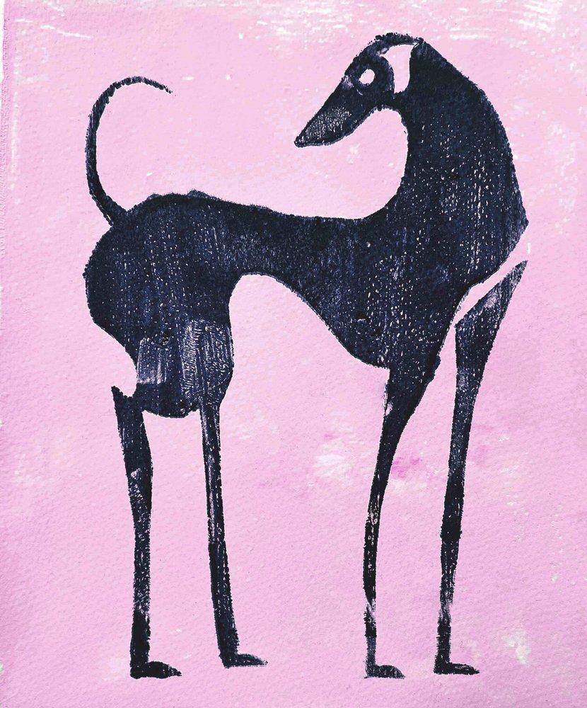 Abstrakter Rosa Windhund von Christina Misuro