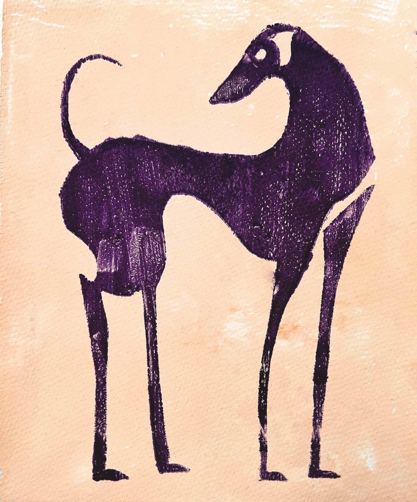 Antiker Lila Hund von Christina Misuro