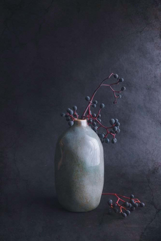 Dunkle Beeren in Vase von Cicek Kiral