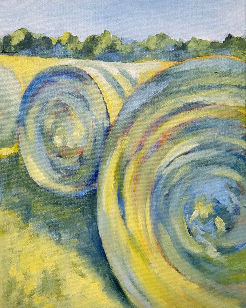 Bunte Heuballen von Claire Whitehead