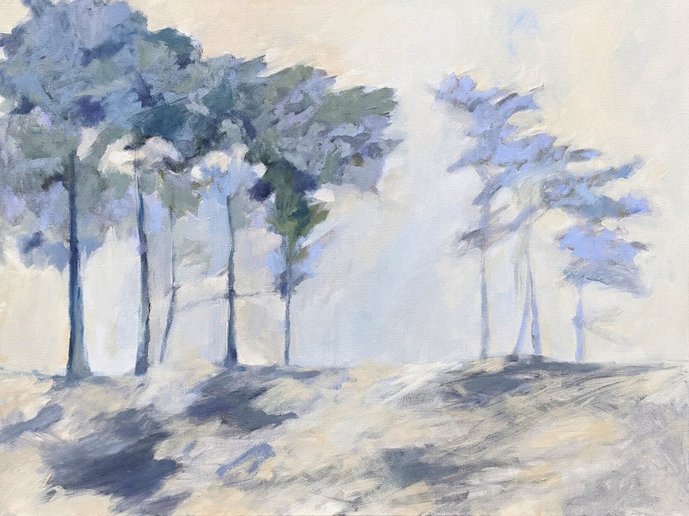 Neblige Wald Bäume von Claire Whitehead