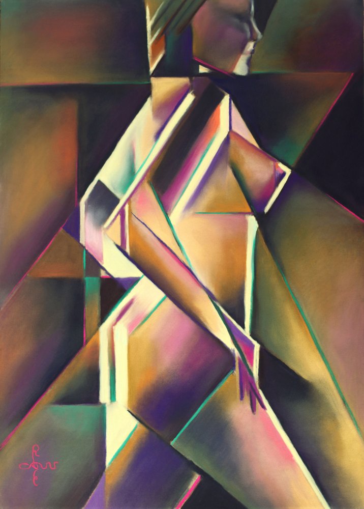 Geometrische Frau in Bewegung von Corné Akkers