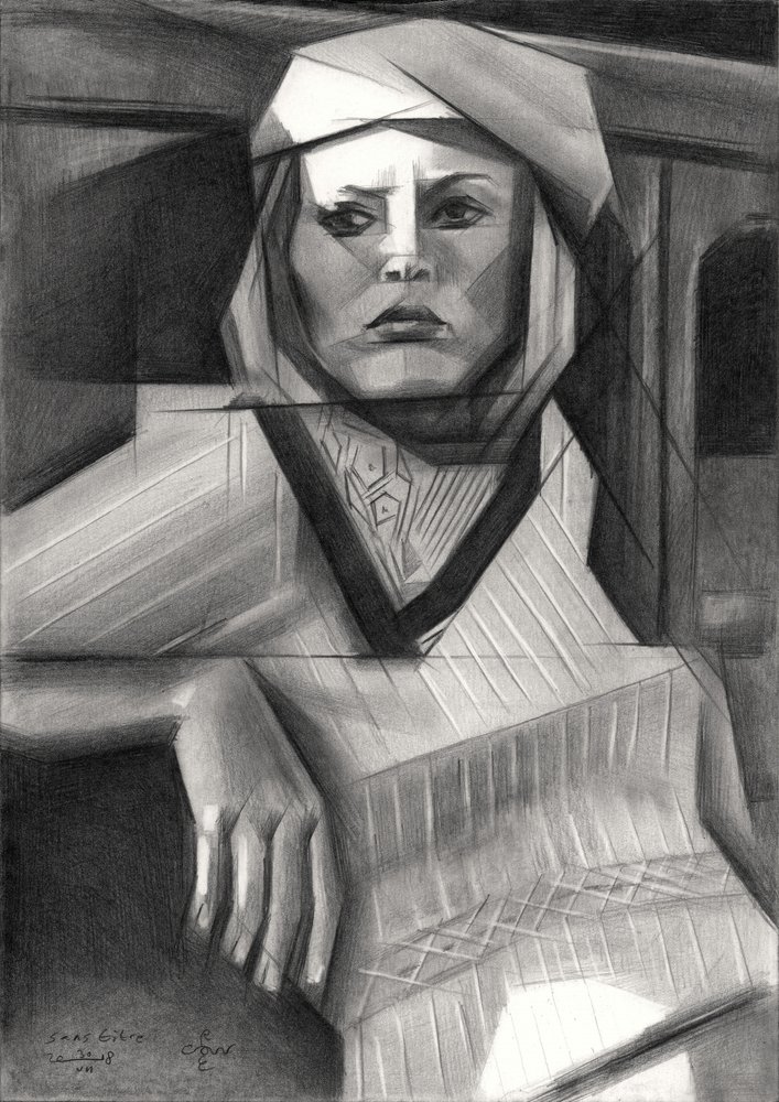 Nachdenkliche Geometrische Frau von Corné Akkers