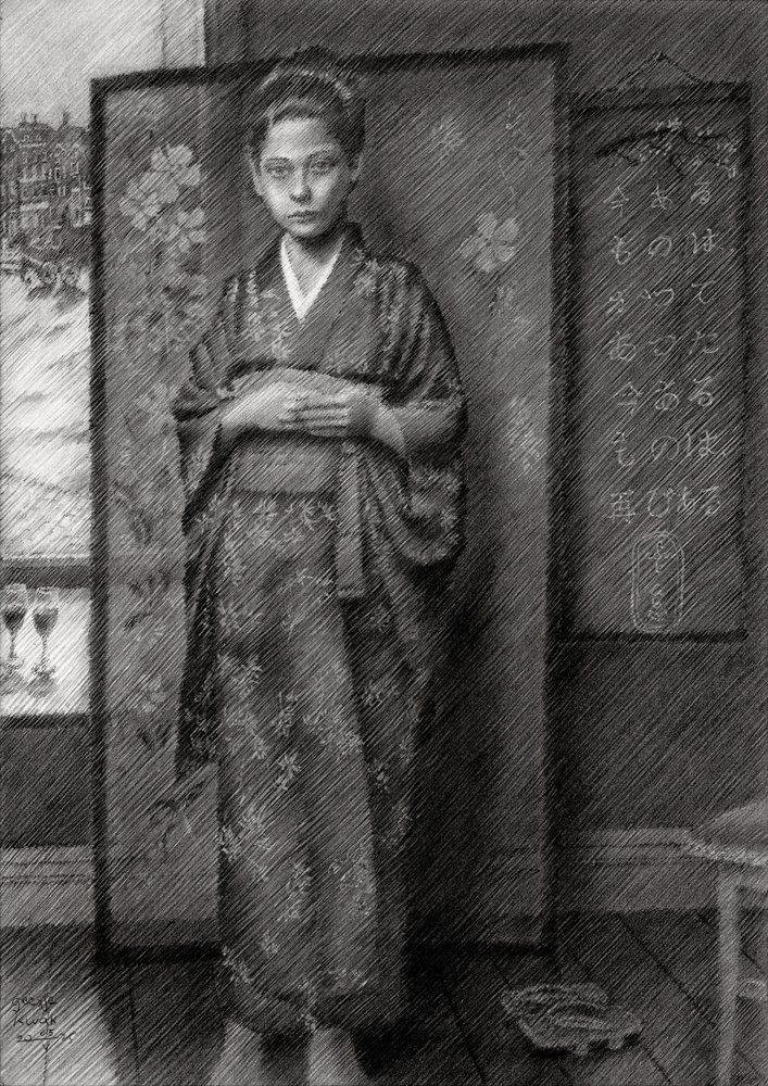 Nachdenklicher Junge im Kimono von Corné Akkers