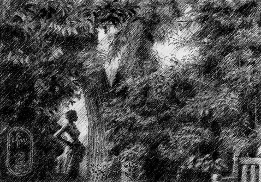 Frau im Gartenlicht von Corné Akkers
