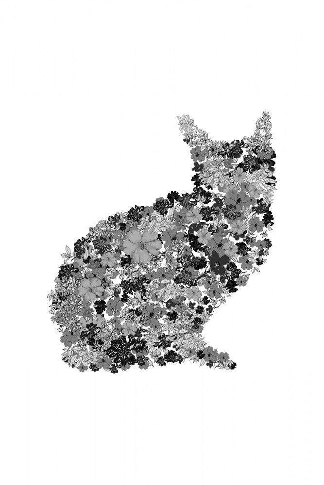 Florale Katzensilhouette von Danushka Abeygoda